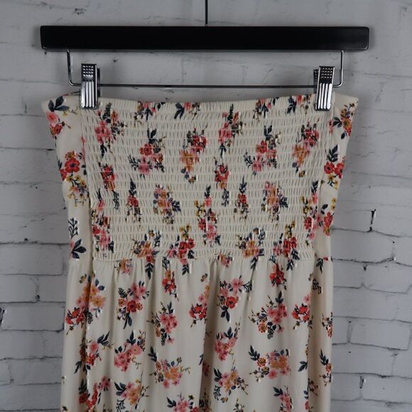 NO BOUNDRIES STRAPLESS IVORY FLORAL MINI DRESS SIZE MEDIUM - Picture 6 of 9